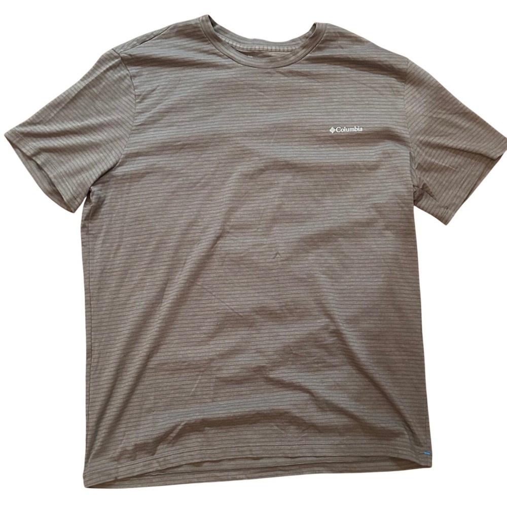 Columbia T-Shirt Mens Brown Striped Short Sleeve Crewneck XL